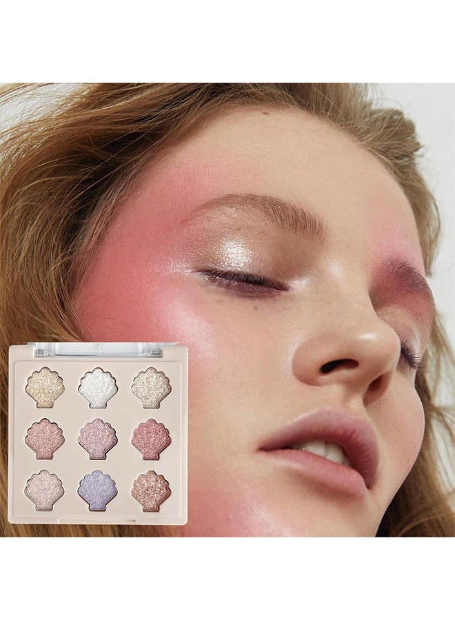 KAPEINE 9Colors Eyeshadow Palette,Fine Shimmer Eyeshadow Pink Glitter Makeup Palette Spakle Pearlescent Eye Shades Diamond Bright Makeup Kit Highly Pigmented Long Lasting for Women Girls Daily,Party - Image 4